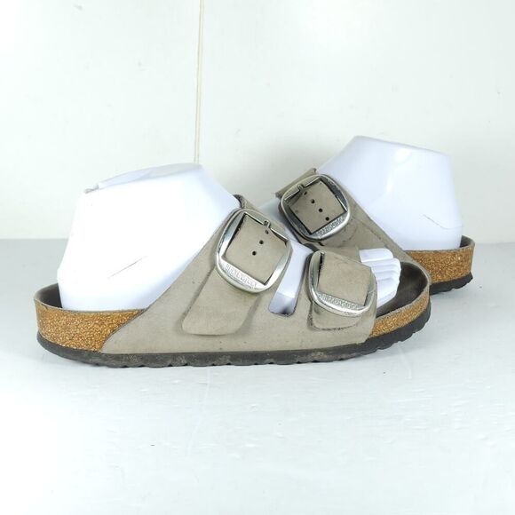 BIRKENSTOCK Women's Arizona Big Buckle US7 EU38 Gray Nubuck Slide Sandals Shoes - Picture 8 of 16